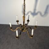 Important six-light chandelier in chiselled gilded bronze, Empire, 19th century