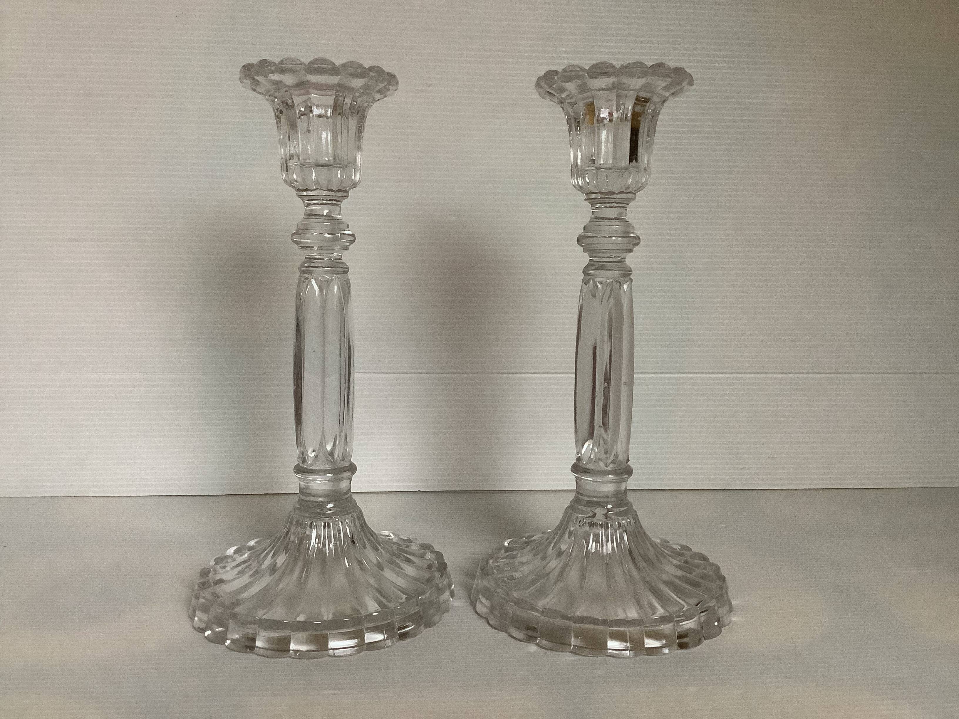 Pair of candlesticks Val Saint Lambert Belgium