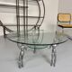 Table basse verre et métal design années 80 personnages métal vintage