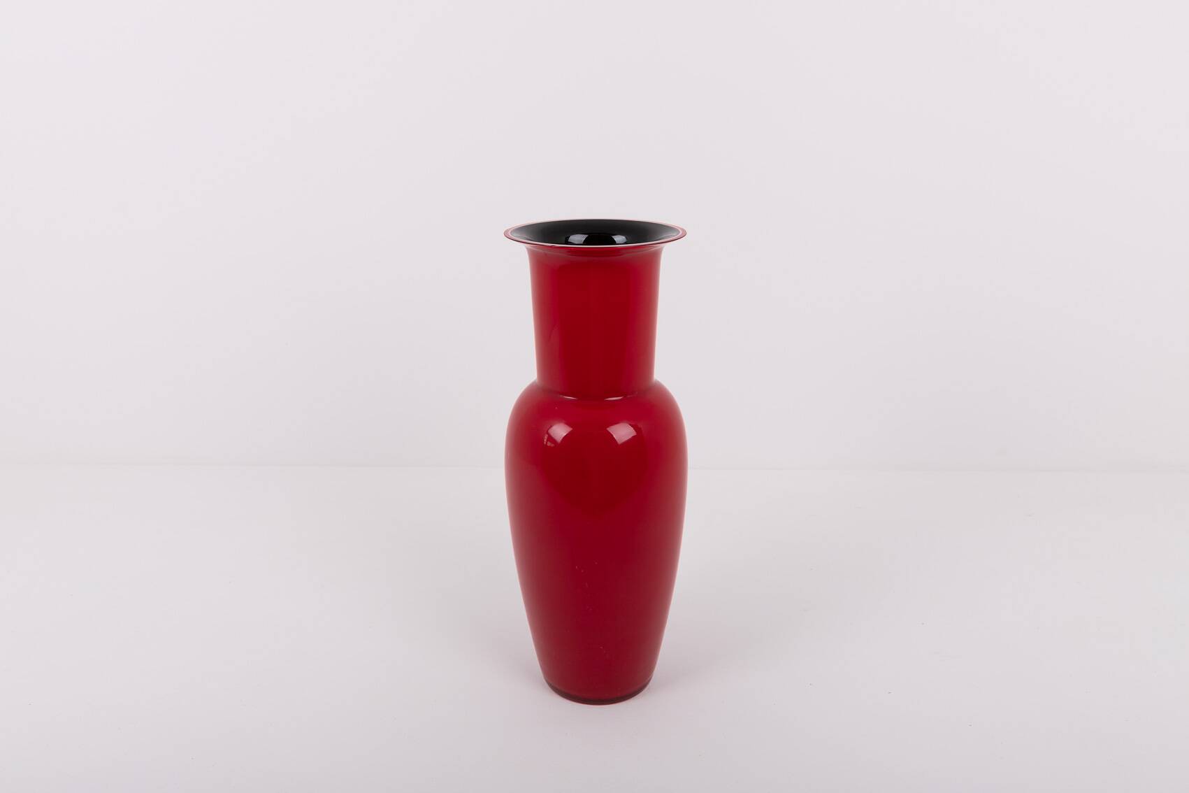 Opalino red vase by Venini