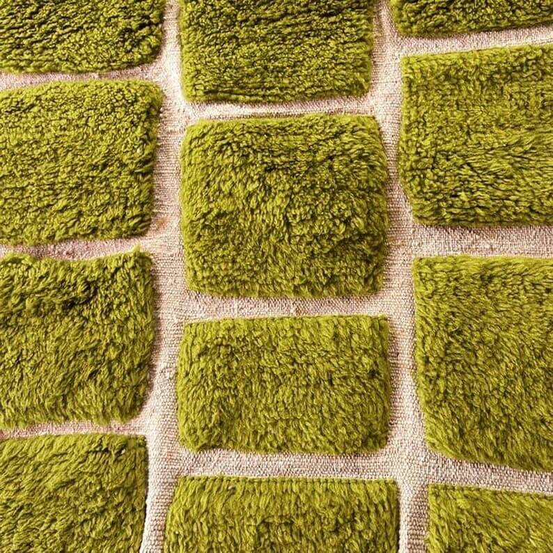 Tapis en laine naturelle fait main taille 100 x 200 cm