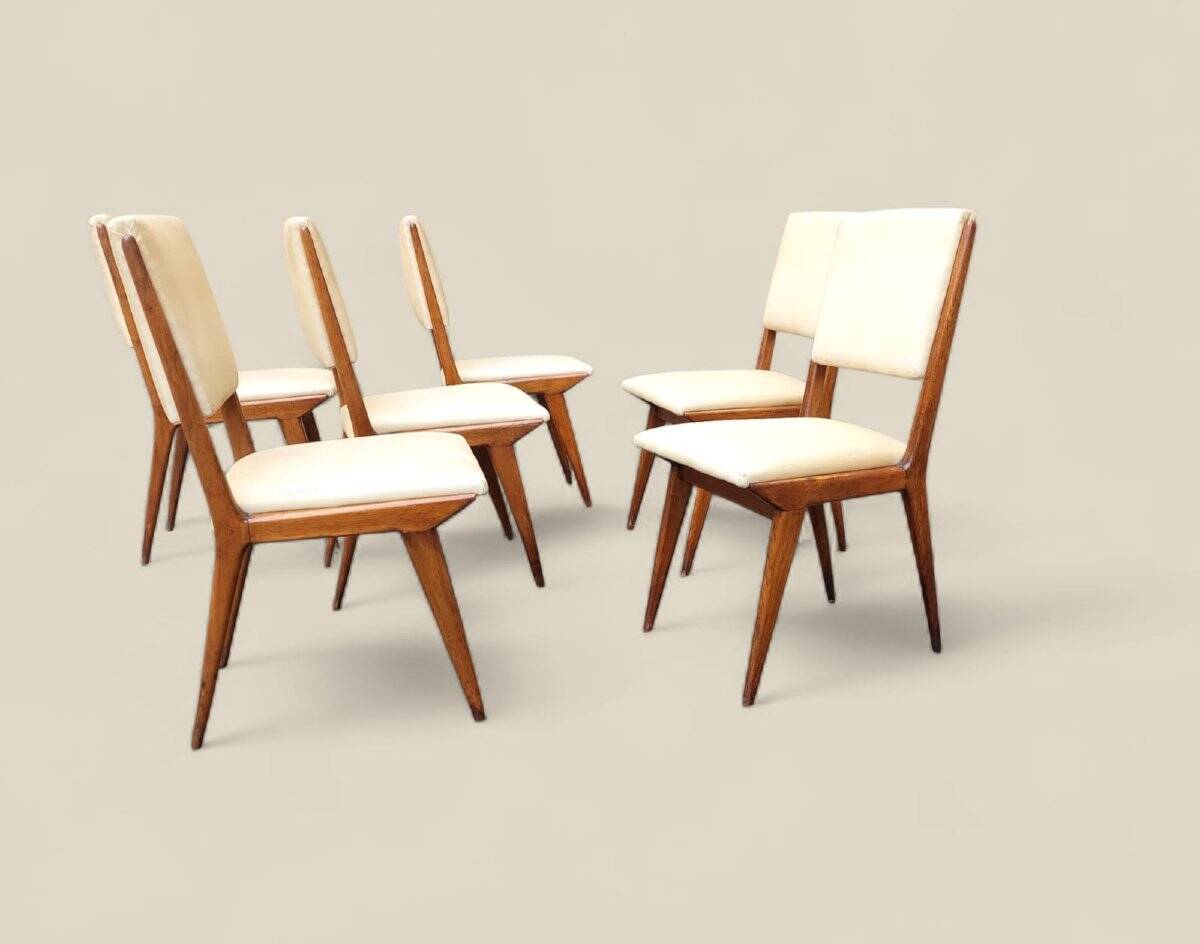 6 wooden chairs in the Italian design of the 19th century, Carlo de Carli