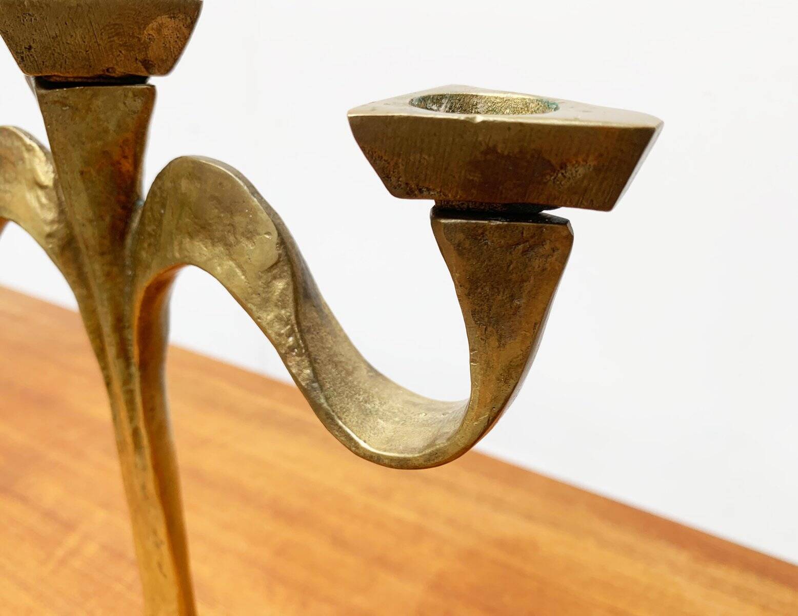 Vintage Brutalist Bronze Candle Holder