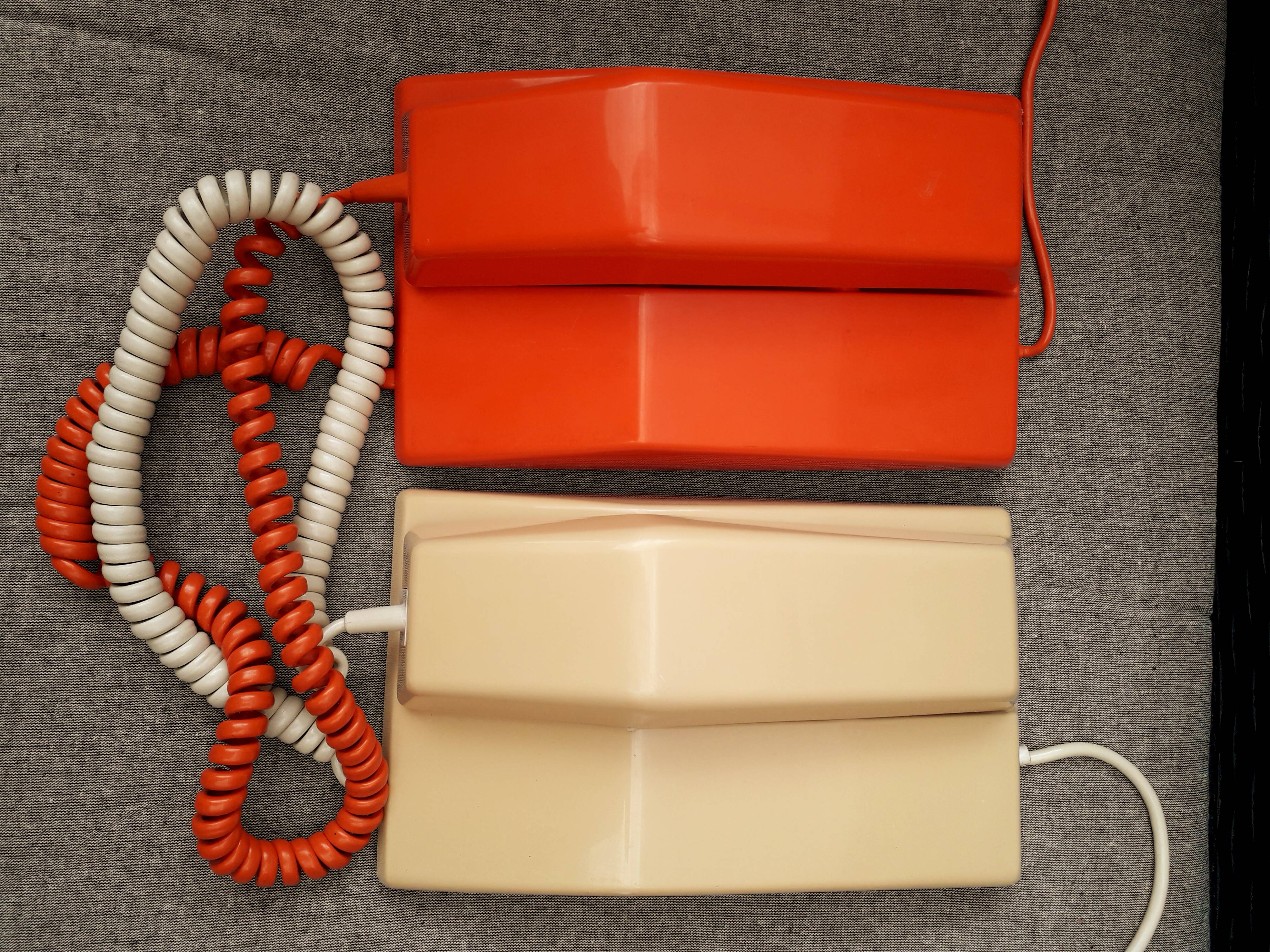 Contempra orange and ivory vintage phones