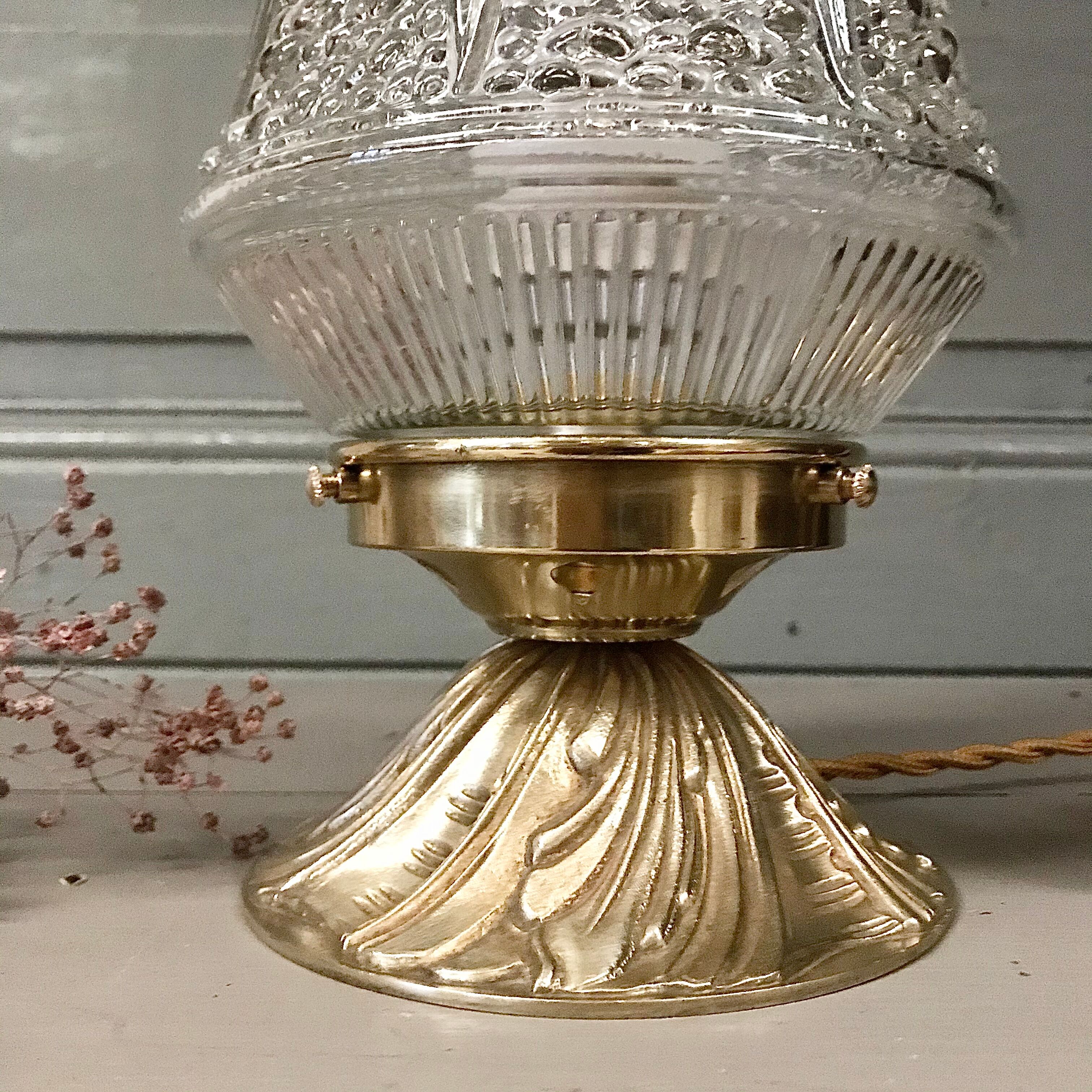 Glass and brass lamp