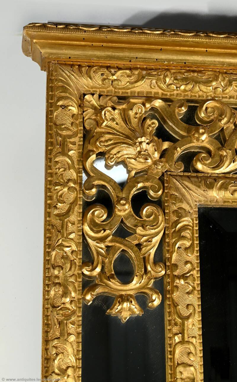 Gilded Wood Glazing Bead Mirror, Napoleon III Period – Mid 19th Century