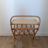 Vintage rattan side table - bedside table - sofa end table
