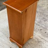 Solid wood bedside table with drawers and door