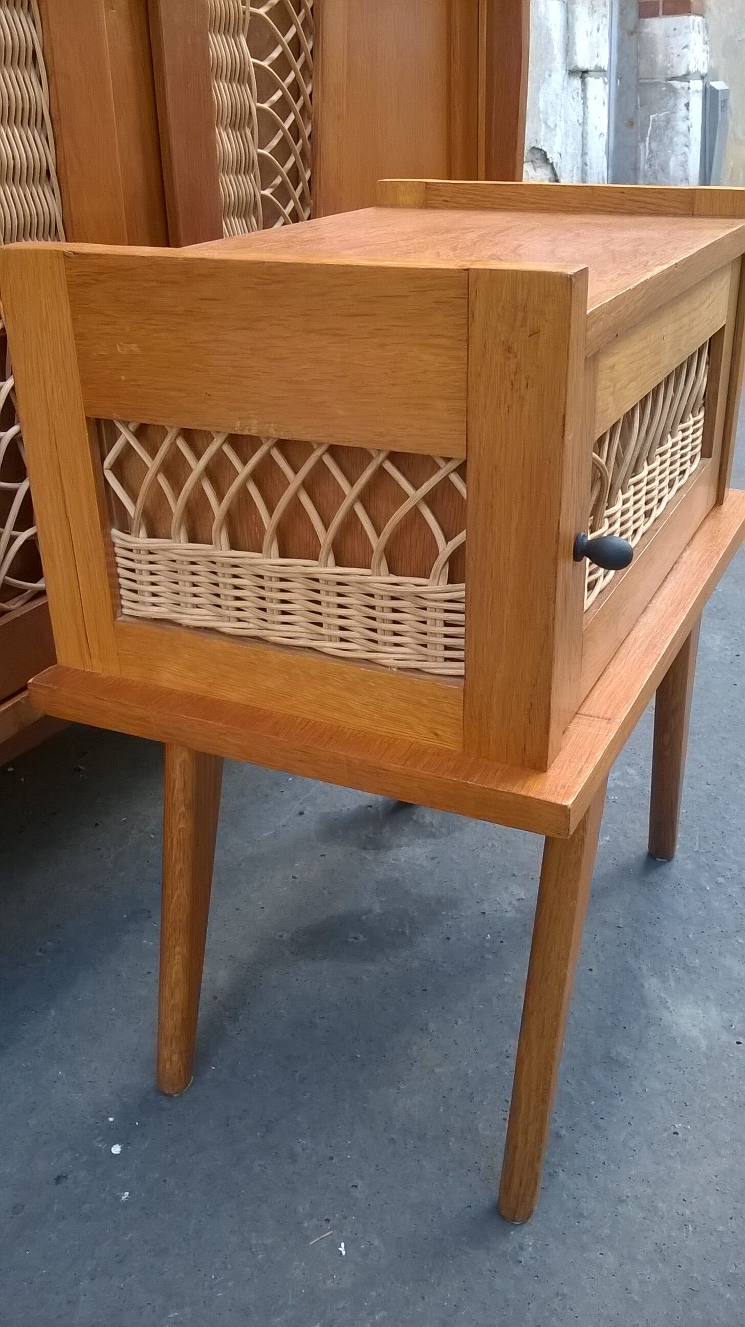 Vintage rattan bedside