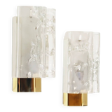 Pair of wall lamps in brass & glass by Doria Leuchten