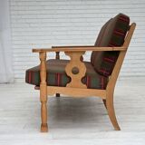 1970s, Danish 3-seater sofa, green furniture wool, oak wood.
