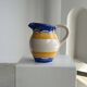 Large blue and yellow hand painted carafe H:20cm