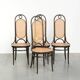 Set of 4 original vintage Thonet design webbing chairs model Long John