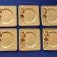 6 square dessert plates, ironstone. 1940s-50s.