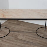 Coffee table in marble and black lacquered metal, 1950