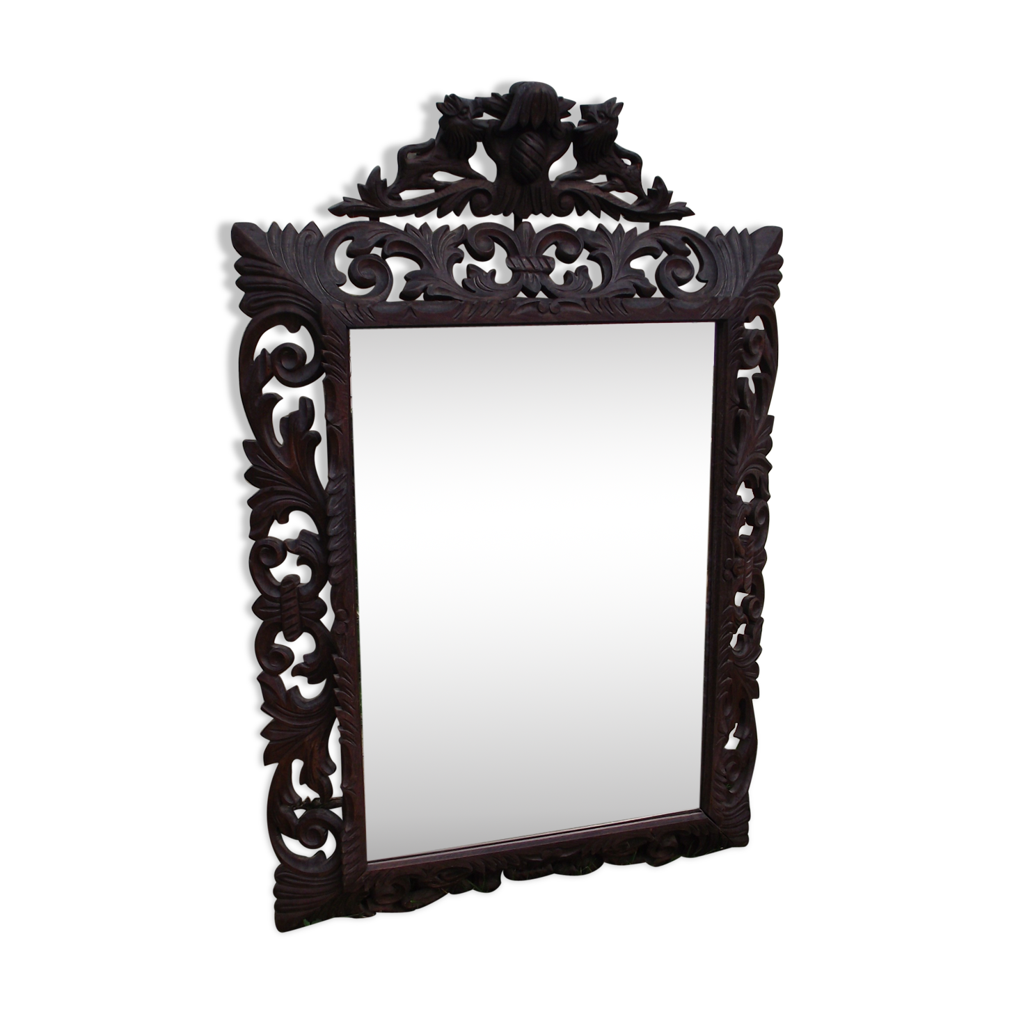 Louis XIII-style carved oak mirror - 129x88cm