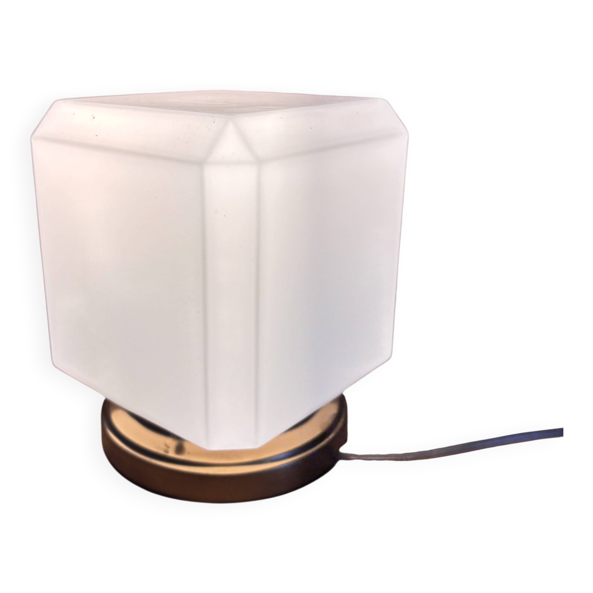 Cubic opaline table lamp
