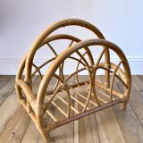 Rattan and bamboo magazine rack from the 60s