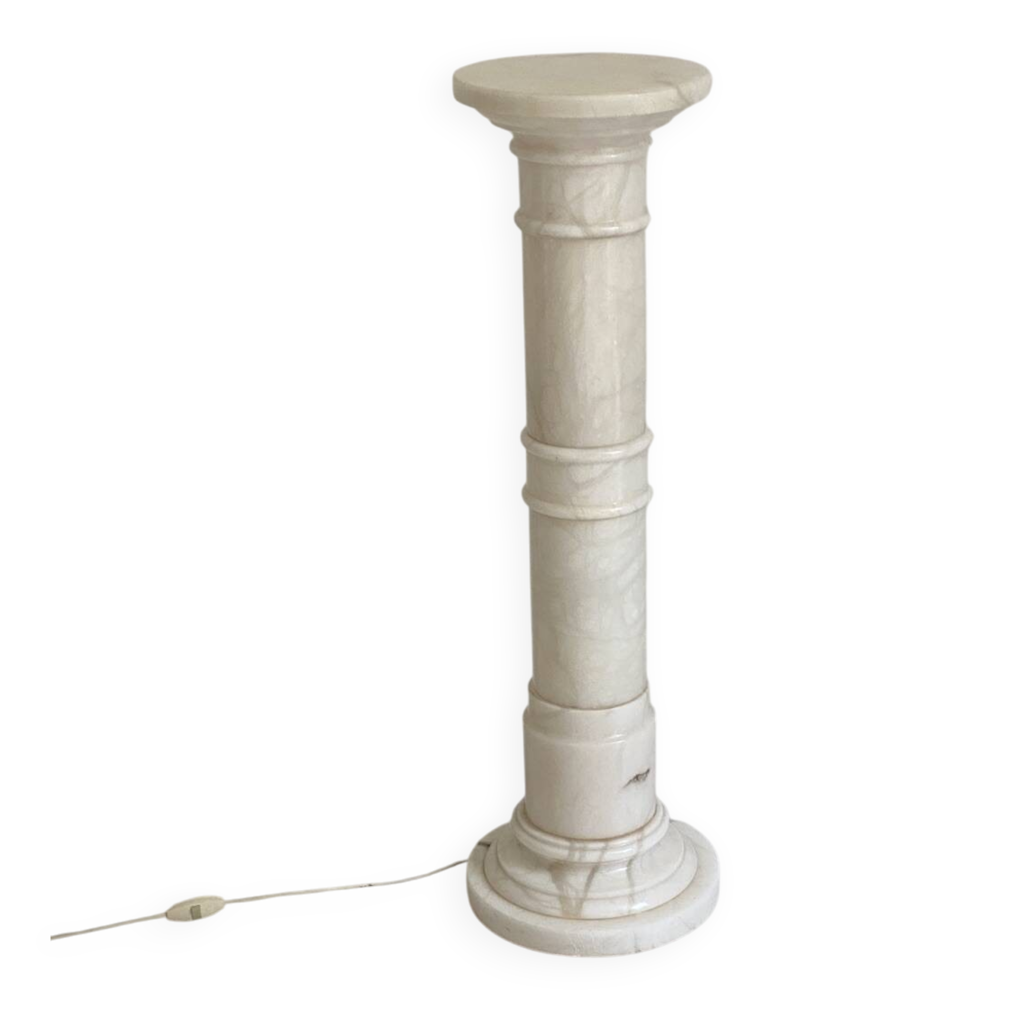 Vintage 1980s luminous alabaster column pedestal