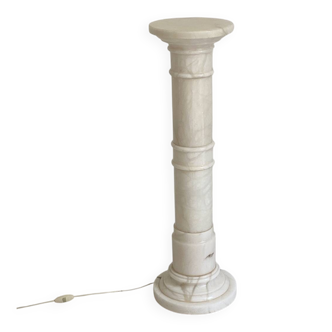 Vintage 1980s luminous alabaster column pedestal