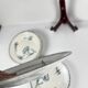 Set of 6 flat plates model "Oeillet", KG Lunéville, ironstone, 19th century