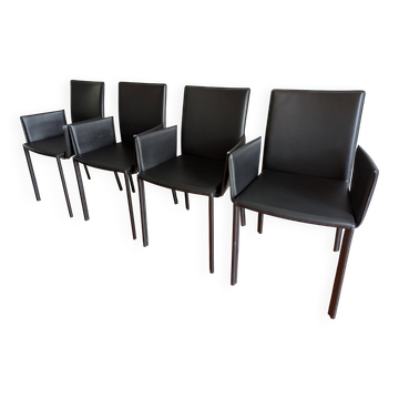 4 leather Twiggy chairs by Gebrüder Thonet