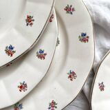 4 assiettes plates fleuries en faïence Digoin Sarreguemines