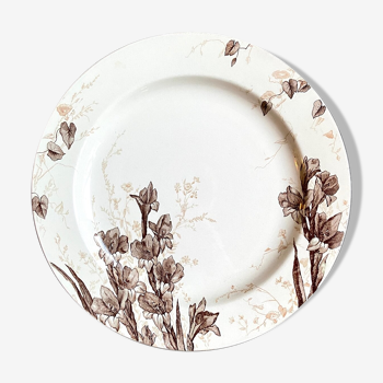 Round dish in Creil & Montereau iron, "Gladiolus" service