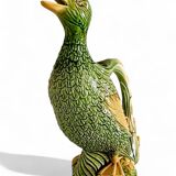 Majolica Duck Pitcher by Keller & Guérin, France, Art Nouveau, 1890