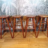 Set 4 tabourets de bar en bois