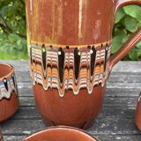 Troyan ceramic pitcher/glass set in Bulgarian-Balkan stoneware