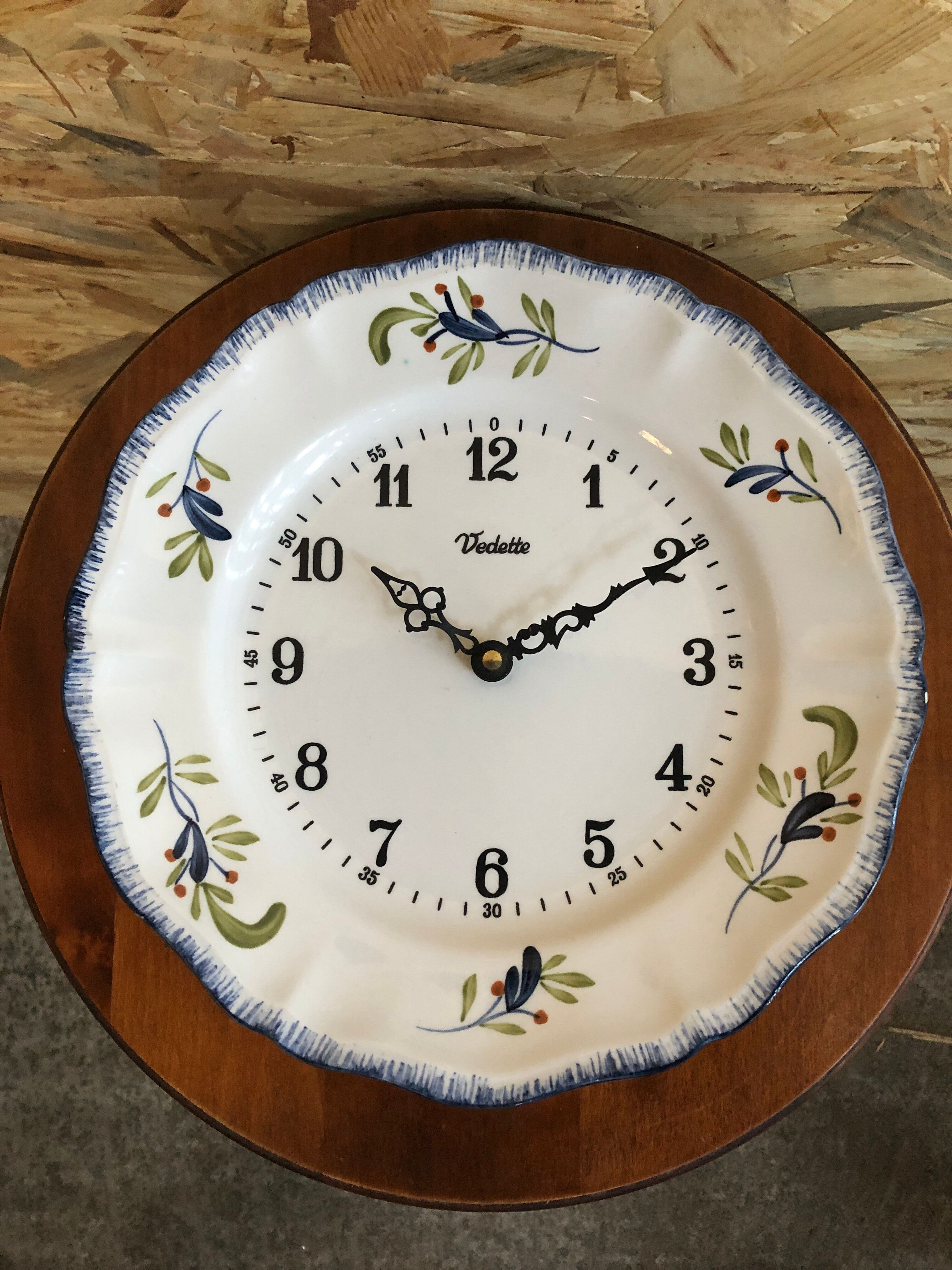 Old clock clock star ceramic plate sarreguemines vintage