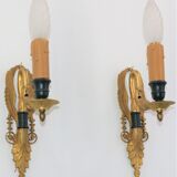 Paire appliques en bronze doré de style empire cygne triomphant