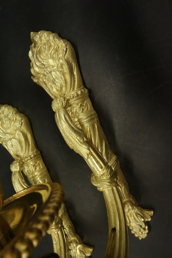 Pair of torchlight sconces Louis XVI style of the nineteenth