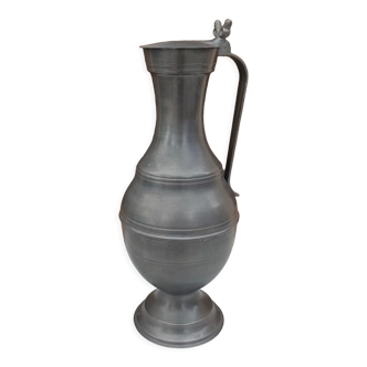 Pewter ewer, many fleurs-de-lys - h 43 cm