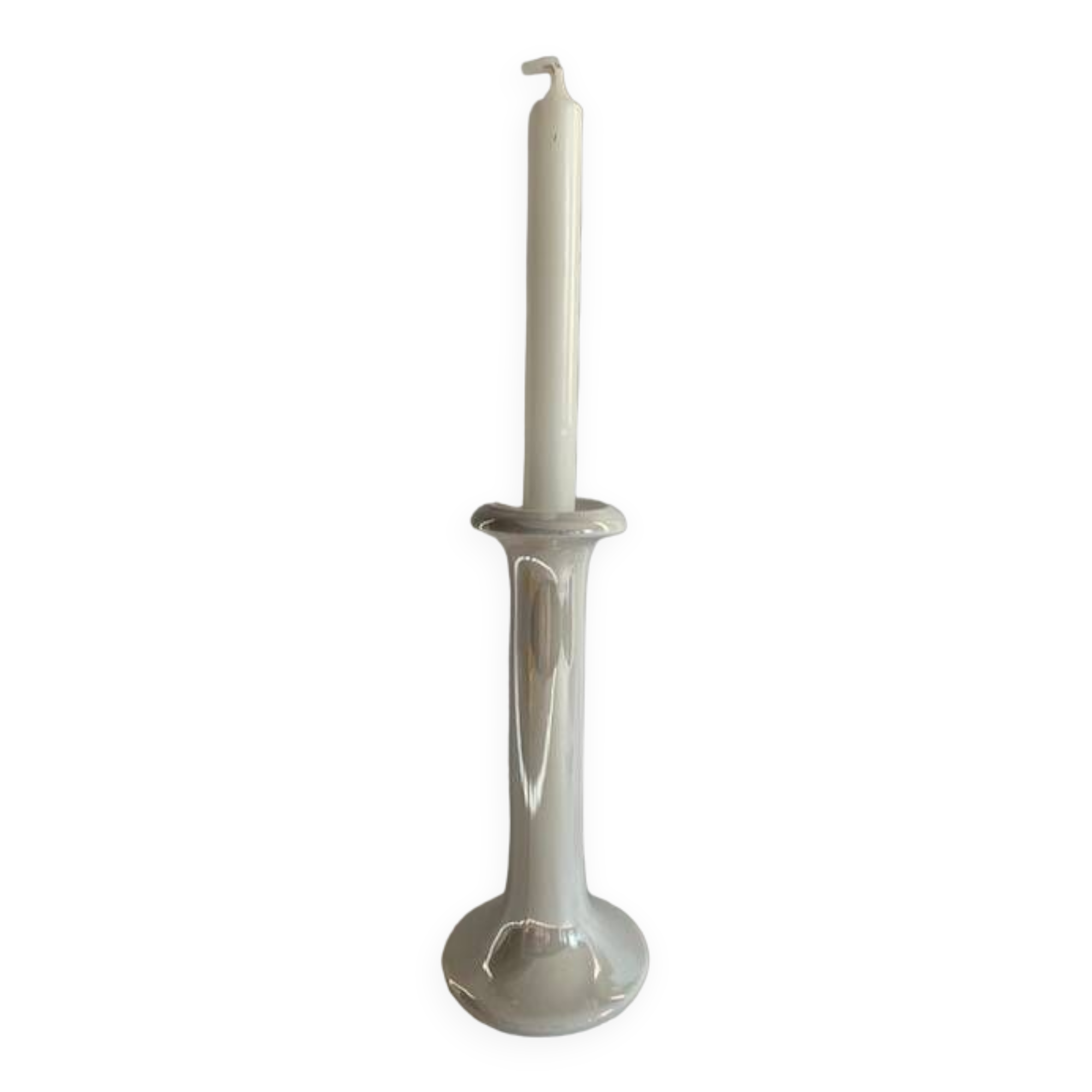 Danish design iridescent white candle holder