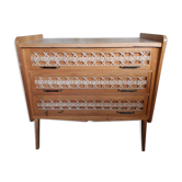 Chest of drawers vintage rattan feet compass