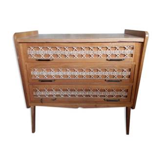 Chest of drawers vintage rattan feet compass