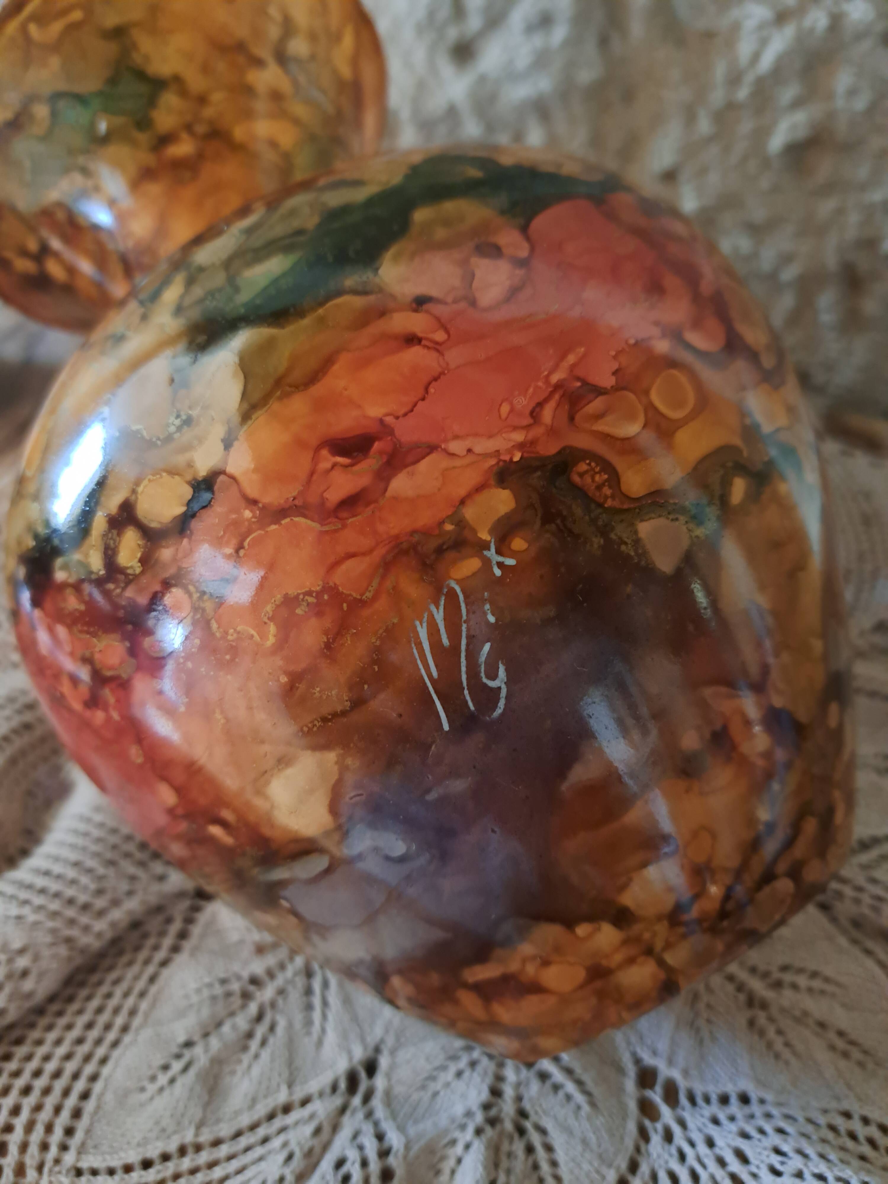 Jean Noël Bouillet vase lacquer on glass Mistigri Chapoutier