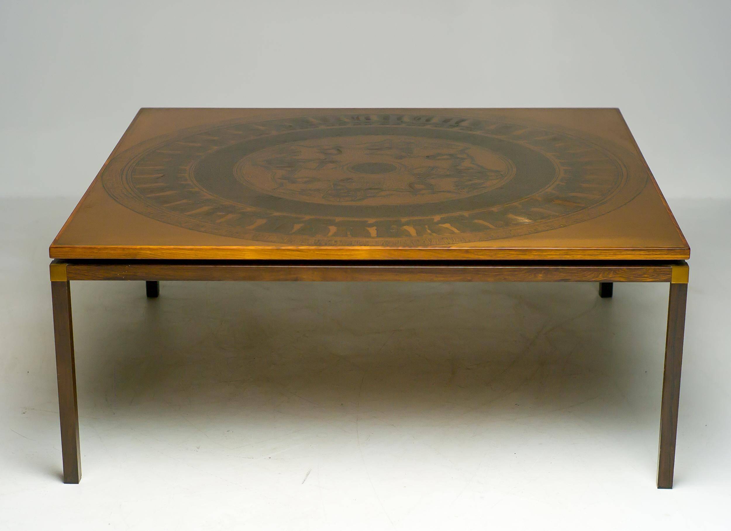 Table basse en cuivre néo-égyptien par VAD Trevarefabrikk, Norvège, 1970
