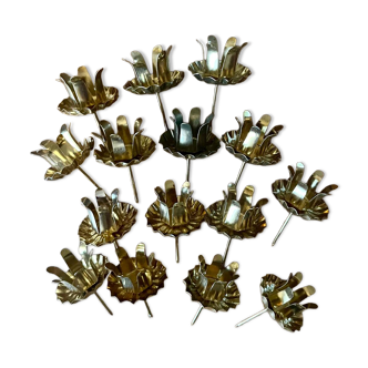 Set of brass candle holders x15