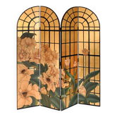 Paravent en laque à décor de la scène florale