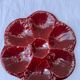 4 oyster plates in vintage red glazed ceramic slip and collector