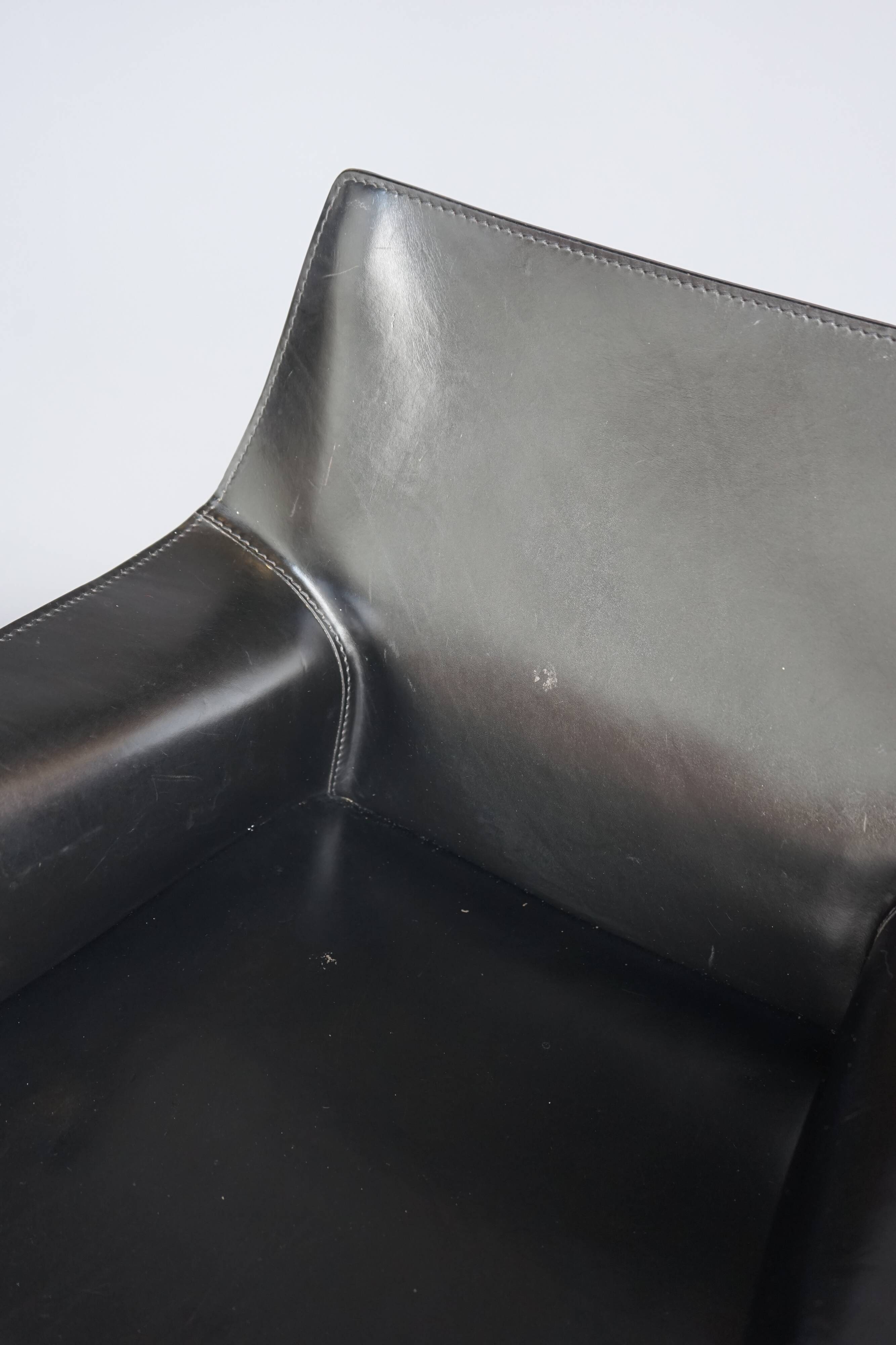 Leather 413 Cab Armchair by Mario Bellini for Cassina, 1970s