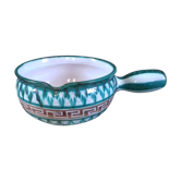 Poêlon Robert Picault-Vallauris décor géométrique vert et marron
