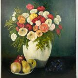Table bouquet of flowers" Flowers and fruits" XXth