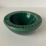 Beautiful ashtray of the Compagnie Générale Transatlantique in bottle green glazed earthenware