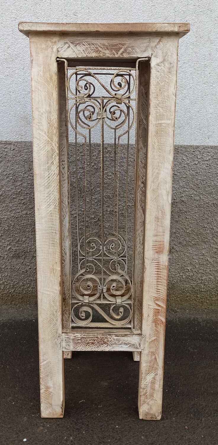 Guéridon ancien en bois et fer forgé