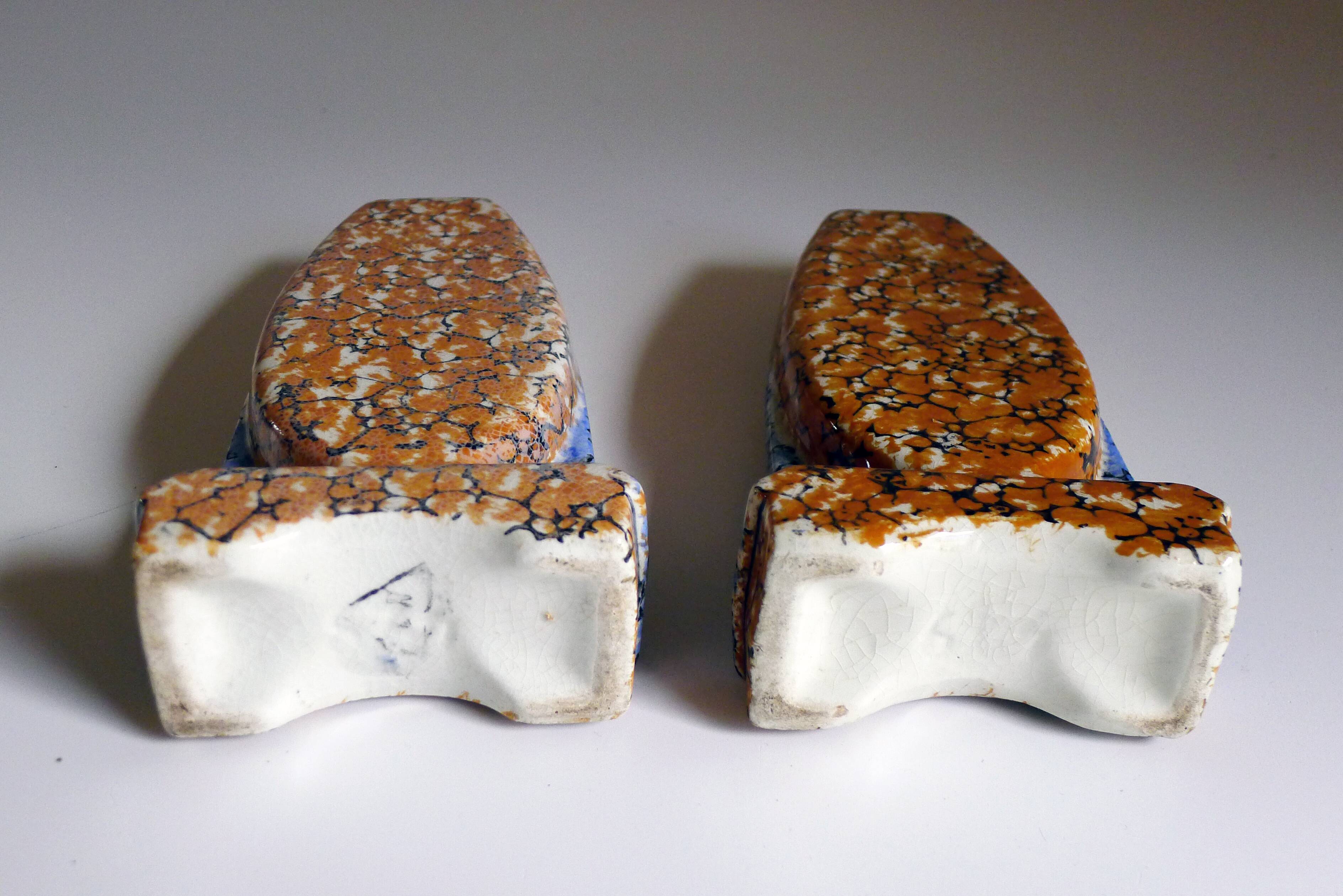 Pair of Art Deco marbled vases