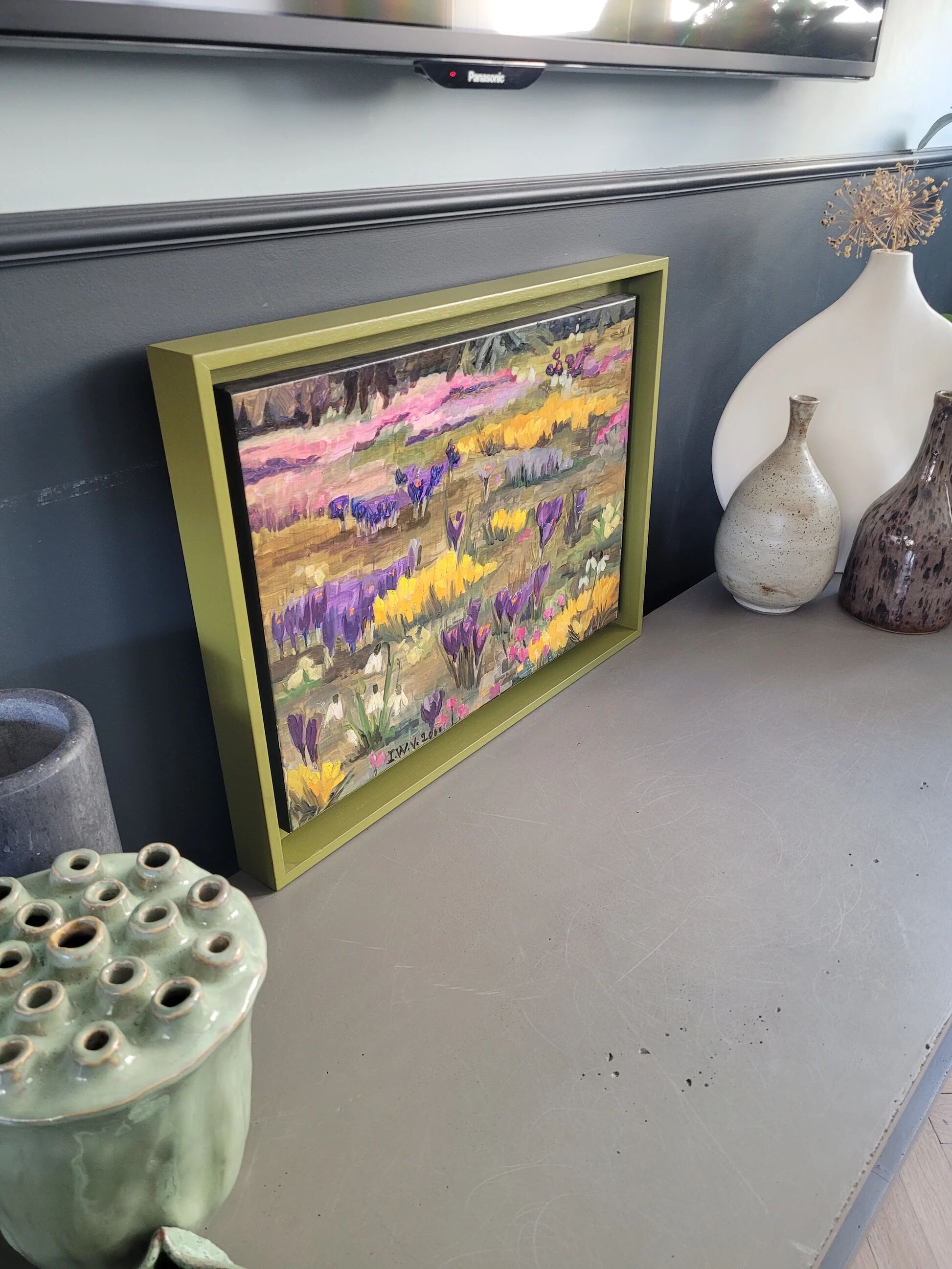 Table "Our Garden" by I. Wyss-Villard, 2000 - oil on canvas American frame
